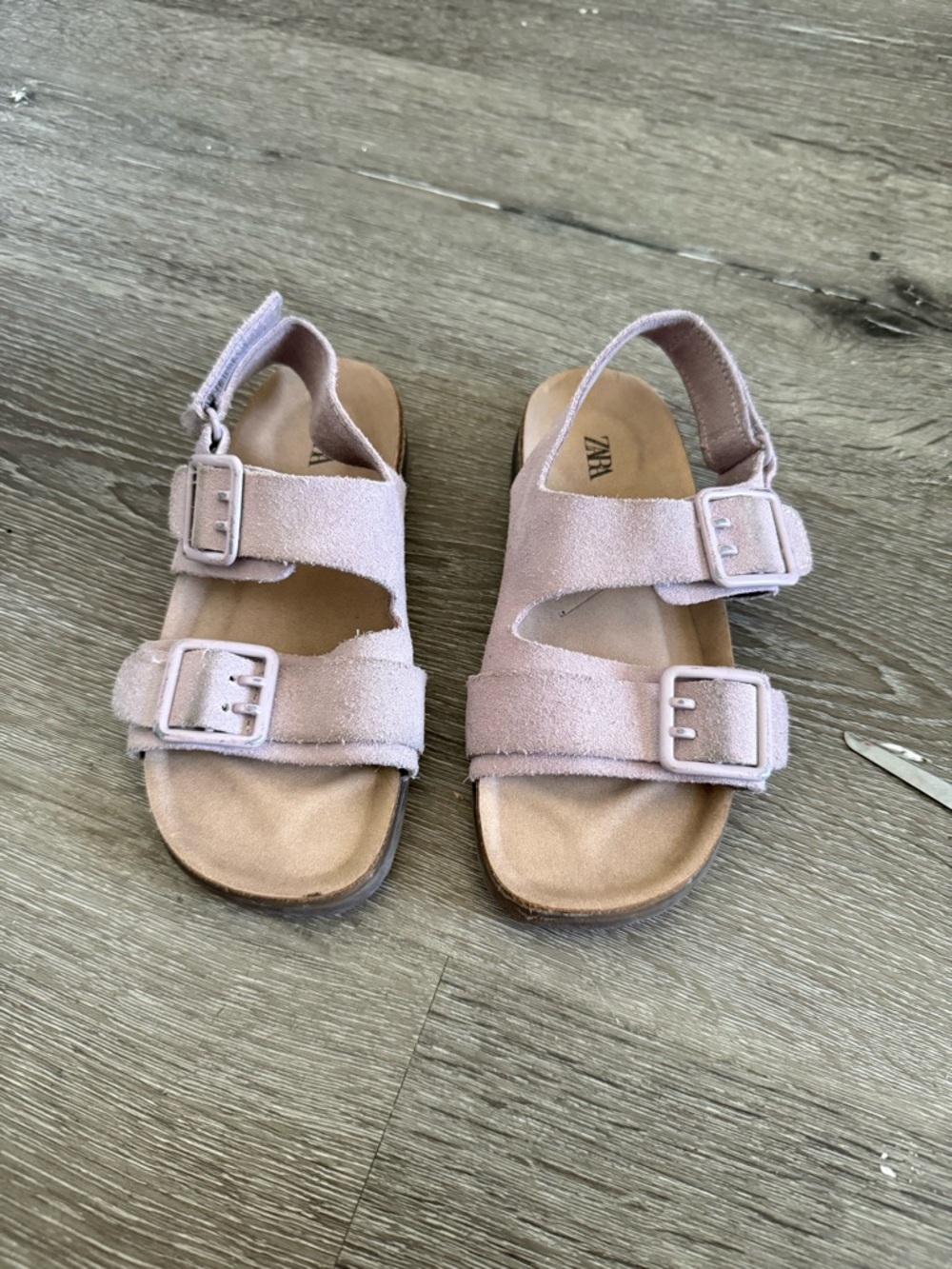 Lilac Birk style sandals by Zara baby sz 27